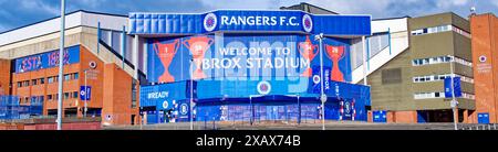 Glasgow, Regno Unito, 9 giugno 2024, ingresso allo stadio di calcio dei Rangers a Ibrox Foto Stock