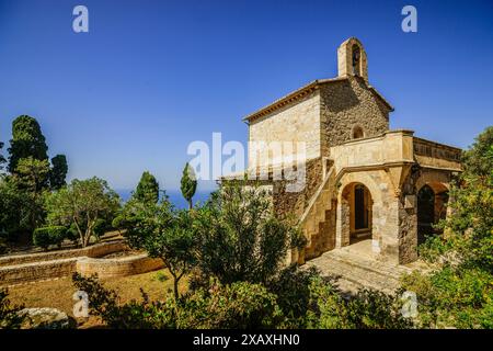 Monastero di Miramar, oratorio del 1877, Valldemossa, Sierra de Tramuntana, Maiorca, Spagna. Foto Stock