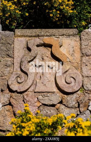 Monastero di Miramar, tomba nel cimitero dei frati, Valldemossa, Sierra de Tramuntana, Maiorca, Spagna Foto Stock