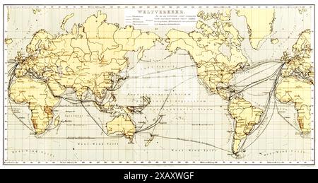 Geographical-Statistical World Lexicon (1888) di Emil Metzger. Originale dalla British Library. Foto Stock