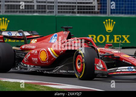 Montreal, Canada. 8 giugno 2024. Charles Leclerc di Monaco alla guida della (16) Scuderia Ferrari SF-24 Ferrari, durante il GP du Canada, Formula 1, sul circuito Gilles Villeneuve. Crediti: Alessio Morgese// Emage / Alamy live news Foto Stock