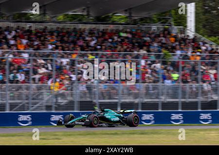 Montreal, Canada. 8 giugno 2024. Lance Walk of Canada alla guida della (18) Aston Martin Aramco Cognizant F1 Team AMR24 Mercedes, durante il GP du Canada, Formula 1, sul circuito Gilles Villeneuve. Crediti: Alessio Morgese// Emage / Alamy live news Foto Stock