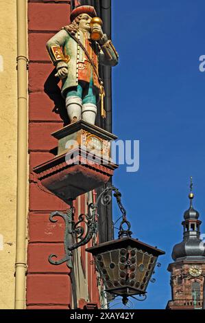 Figura dal ristorante Perkeo, Hauptstr. 127, Heidelberg, Baden-Wuerttemberg, Germania Foto Stock