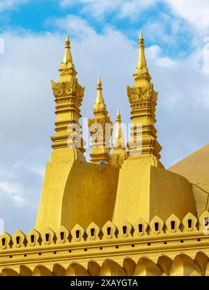 Dettagli architettonici, Pha That Luang, Vientiane, Laos Foto Stock