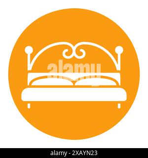 Icona a forma solida vettoriale del letto grande. Simbolo grafico per design di mobili, siti Web e app, logo, app, interfaccia utente Illustrazione Vettoriale