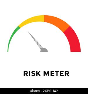 Gestione dei rischi e dati sul livello di valutazione dei rischi nel misuratore di velocità di un indicatore del combustibile con indicatori di rischio di colore verde e rosso per la gestione Illustrazione Vettoriale