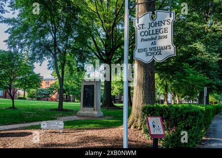 Storico St. Johns College, Annapolis, Maryland USA Foto Stock