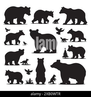 Set sagomato di orso. Illustrazione isolata vettoriale Illustrazione Vettoriale