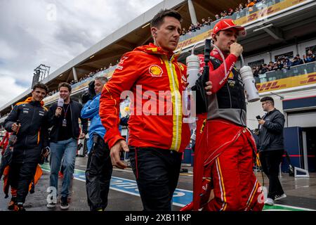 Montreal, Canada, 09 giugno, Charles Leclerc, di Monaco compete per la Ferrari. Giorno della gara, round 09 del campionato di Formula 1 2024. Crediti: Michael Potts/Alamy Live News Foto Stock