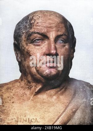 Seneca, Lucio Anneo, 4 a.C. - 65 d.C., filosofo e autore/scrittore romano, ritratto, busto, marmo, DIRITTI AGGIUNTIVI-CLEARANCE-INFO-NOT-AVAILABLE Foto Stock