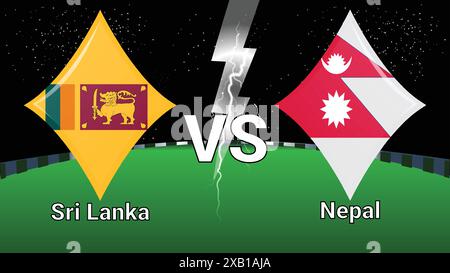 Partita Stadium e Sky Stars Thunder Flash con Sri Lanka vs Nepal Illustrazione Vettoriale