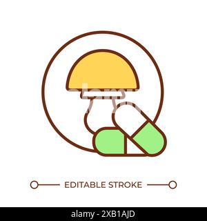 Icona di colore RGB con funghi medicinali Illustrazione Vettoriale
