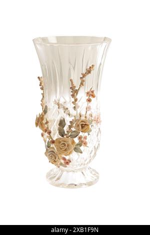 Vaso in vetro con design floreale in acrilico. Foto Stock