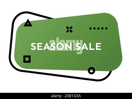 Banner geometrico alla moda verde con saldi stagionali. Moderna forma sfumata con testo promozionale. Illustrazione vettoriale. Illustrazione Vettoriale