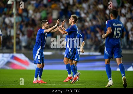 Davide Frattesi (Italia) durante la partita delle qualificazioni europee UEFA 2023-2024 tra Italia 1-0 Bosnia Erzegovina allo Stadio Carlo Castellani il 9 giugno 2024 a Empoli, Italia. Crediti: Maurizio Borsari/AFLO/Alamy Live News Foto Stock