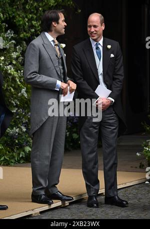 Chester, Regno Unito. 7 giugno 2024. William van Cutsem e il principe William, principe di Galles al matrimonio di Hugh Grosvenor, il duca di Westminster con Olivi Foto Stock