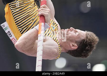 ROM, Italia. 10 giugno 2024. Atletica leggera: Campionati europei, campionati europei: Torben Blech, Germania, in azione al caveau. Crediti: Michael Kappeler/dpa/Alamy Live News Foto Stock