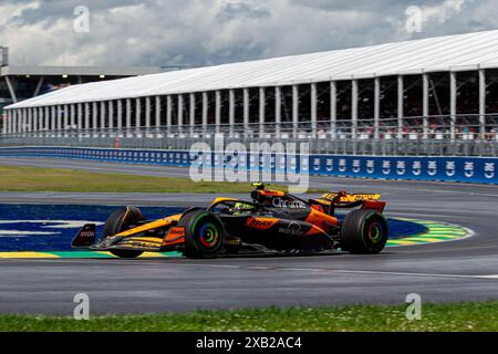 Montreal, Canada. 9 giugno 2024. Lando Norris del Regno Unito alla guida della (4) McLaren F1 Team MCL38 Mercedes, durante il GP du Canada, Formula 1, sul circuito Gilles Villeneuve. Crediti: Alessio Morgese/Alessio Morgese/Emage/Alamy live news Foto Stock