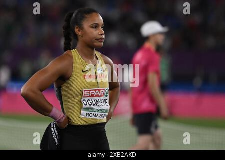 Yemisi Ogunleye durante Shot Put Women European Athletics Championships 2024 allo Stadio Olimpico, il 7 giugno 2024 a Roma. Foto Stock