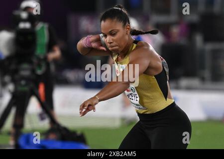 Yemisi Ogunleye durante Shot Put Women European Athletics Championships 2024 allo Stadio Olimpico, il 7 giugno 2024 a Roma. Foto Stock