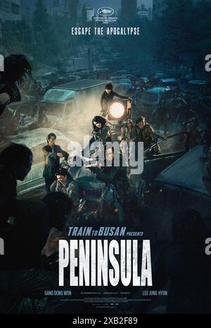 Train to Busan Presents: Peninsula (2020) diretto da Yeon Sang-ho e interpretato da Nazeeh Tarsha, Koo Kyo-hwan e Gang Dong-won. Sequel autonomo ambientato quattro anni dopo, quando il virus zombie si è diffuso in tutta la Corea del Sud. US un foglio poster ***SOLO PER USO EDITORIALE***. Credito: BFA / Well Go USA Entertainment Foto Stock