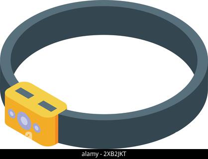 Il collare per cani intelligente con sistema di tracciamento gps si trova su sfondo bianco Illustrazione Vettoriale