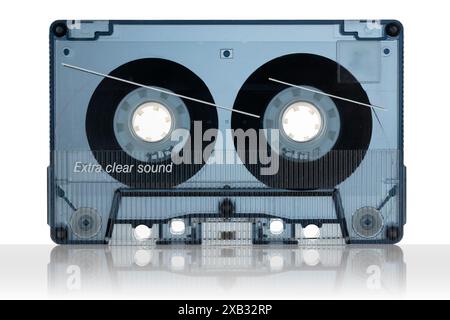 Cassetta audio trasparente blu Foto Stock