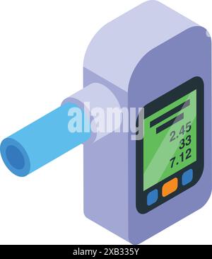 Glucometro digitale che misura il livello di glucosio nel sangue utilizzando un campione di sangue prelevato dal dito del paziente diabetico a casa Illustrazione Vettoriale