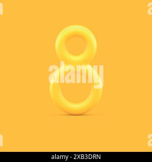Otto numeri palloncino giallo età calendario data carattere numerico decorazione elemento icona 3d realistica illustrazione vettoriale. 8 simbolo matematico per lo aziendale Illustrazione Vettoriale