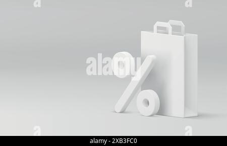 Offerta speciale per la vendita del negozio di sconti banner 3d del Black friday Design minimale illustrazione vettoriale realistica. Pacchetto bianco per la percentuale di acquisto Illustrazione Vettoriale