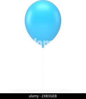 elemento gonfiabile in gomma per feste 3d blue air balloon, illustrazione vettoriale di icone realistiche. Festività di compleanno con lucentezza di alta qualità Illustrazione Vettoriale