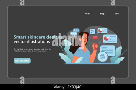 Illustrazione dei dispositivi smart per la cura della pelle. Gadget innovativi per routine di bellezza avanzate. Strumenti per la cura della persona ad alta tecnologia. Illustrazione vettoriale. Illustrazione Vettoriale