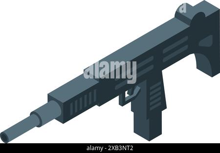 Moderna pistola mitragliatrice, realizzata in uno stile elegante e isometrico Illustrazione Vettoriale