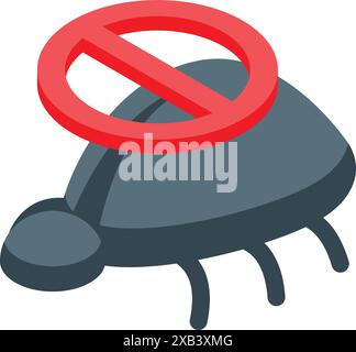 illustrazione 3d di un segnale di stop che blocca un bug, che rappresenta la correzione di bug Illustrazione Vettoriale
