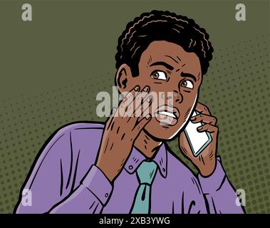 Un uomo in cravatta fa una telefonata segreta Illustrazione Vettoriale