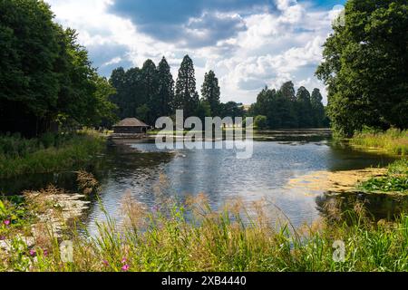 Il lago di Tredegar House e Park, Newport. 13/7/18 Foto Stock