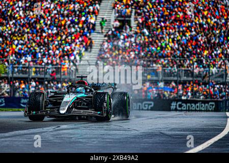 George Russell (GBR) - Mercedes-AMG PETRONAS F1 Team - Mercedes W15 - Mercedes e Performanceduring Formula 1 AWS Grand Prix du Canada 2024, Montreal, Quebec, Canada, dal 6 al 9 giugno - Round 9 of 24 of 2024 F1 World Championship Foto Stock