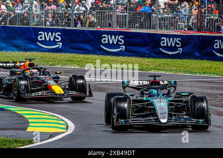 George Russell (GBR) - Mercedes-AMG PETRONAS F1 Team - Mercedes W15 - Mercedes e Performanceduring Formula 1 AWS Grand Prix du Canada 2024, Montreal, Quebec, Canada, dal 6 al 9 giugno - Round 9 of 24 of 2024 F1 World Championship Foto Stock