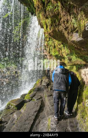 Sgwd Yr cascata Eira, Afon Hepste, Waterfall Country, Galles, Regno Unito Foto Stock