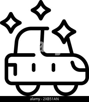 Logo autolavaggio con veicolo luminoso e pulito che simboleggia il servizio di dettaglio dell'auto Illustrazione Vettoriale