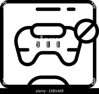 Smartphone con un cartello di divieto di gioco, che simboleggia l'accesso limitato ai videogiochi Illustrazione Vettoriale