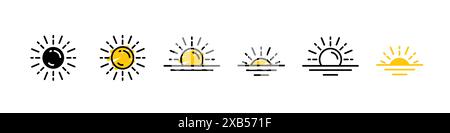 bel sole. il sole è nuvoloso. Il sole è ventoso. Illustrazione Vettoriale