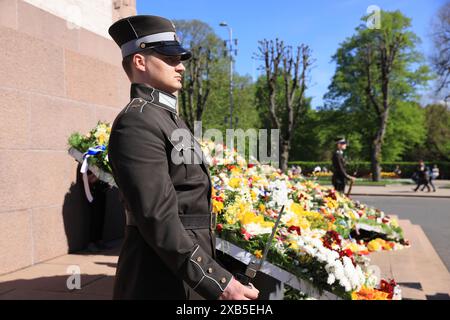 Il 4 maggio 1990 la Lettonia ha proclamato l'indipendenza dall'URSS dopo decenni di occupazione sovietica, e questa data è sempre celebrata a riga. Foto Stock