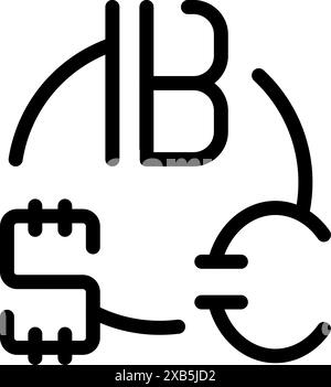 Cambio valuta che mostra il bitcoin che si converte in dollaro americano e euro con frecce che formano un cerchio Illustrazione Vettoriale