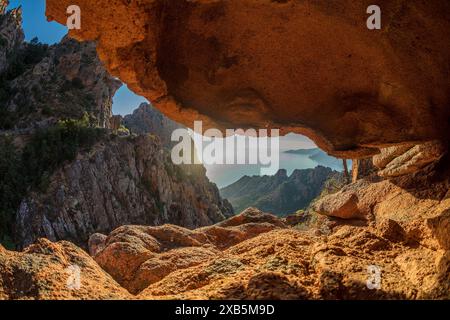 FRANCIA, CORSE-DU-SUD (2A) DEUX SEVI, CALANCHE DI PIANA Foto Stock