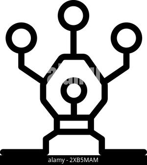 Icona della scienza dei dati che mostra la raccolta di dati da tre diverse fonti Illustrazione Vettoriale