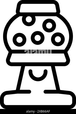 Icona line art di un dispenser di gommball sorridente che regge le gomme Illustrazione Vettoriale