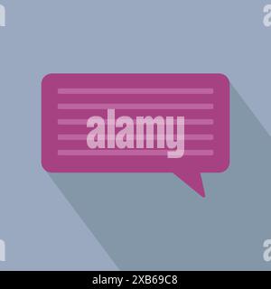Vettore a bolle di voce. Icona rosa della chat. Ombra di sfondo blu. Simbolo di comunicazione. Illustrazione Vettoriale