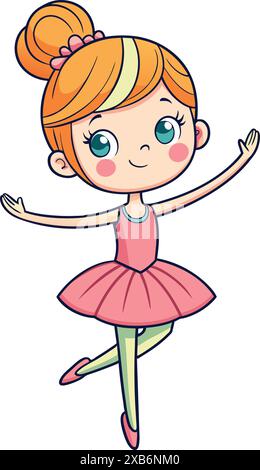 adorabile, piccola ballerina con cigno. Illustrazione vettoriale Illustrazione Vettoriale