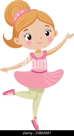 adorabile, piccola ballerina con cigno. Illustrazione vettoriale Illustrazione Vettoriale